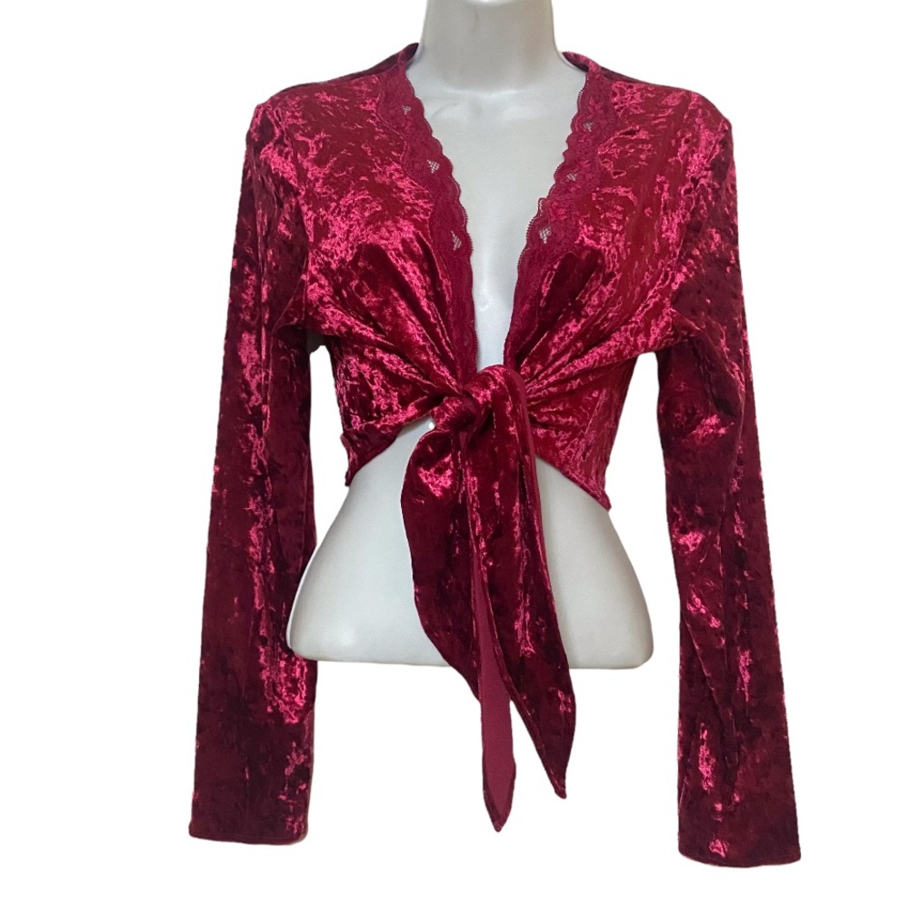 Renaissance Goth Velvet Tie Top Cardigan - Picture 1 of 4